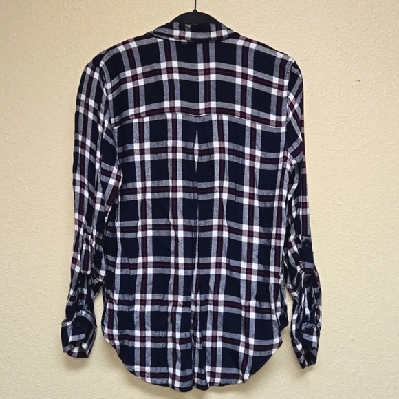 Velvet Heart Navy Plaid Flannel Button Up - Picture 3 of 5